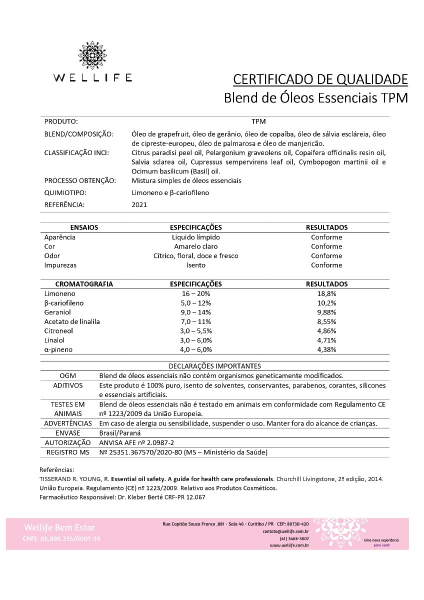Wellife Oleo Essencial Blend TPM 