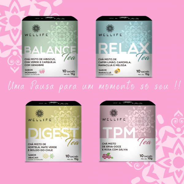 Kit Caixa de Acrílico + 4 Chás Wellife