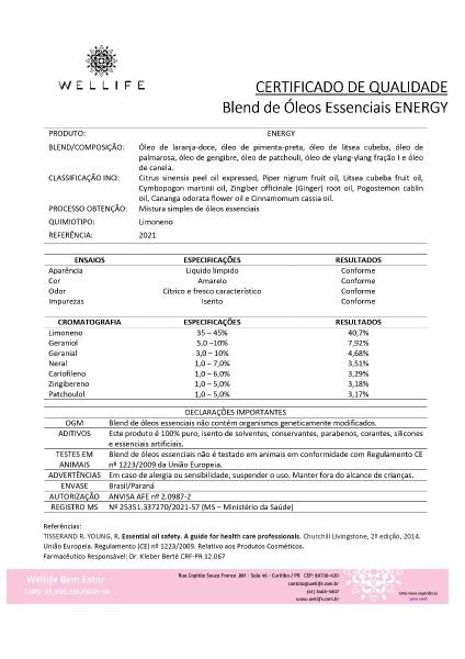 Wellife Oleo Essencial Blend Energy