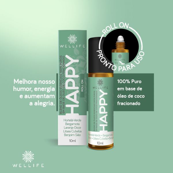 Wellife Óleo Essencial Blend Roll on Happy 10 ml