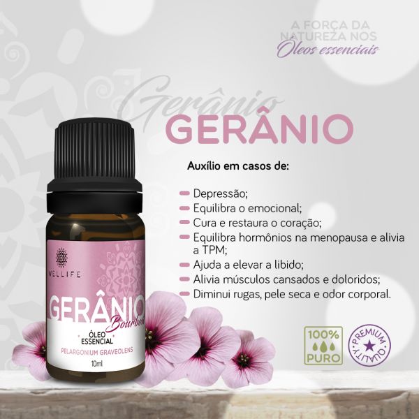 Combo Wellife 3 Óleos Essenciais de Gerânio