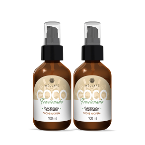 Combo Wellife 2 Óleos de Coco Fracionado Carreador Nucifera  100ml