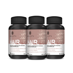 Combo Wellife Hair, Nail an Skin 3 Unidades

Suplemento Alimentar de Vitaminas e Minerais em Cápsulas

- Auxilia no Crescimento de Cabelos e Unhas
- Fortalece Unhas e Cabelos
- Melhora a Aparência da Pele e Linha de Expressão

30 cápsulas