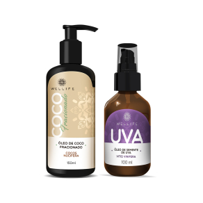 Combo Wellife Óleo de Coco Nucifera 150ml + Óleo de Semente de Uva 100 ml