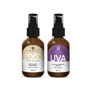 Combo Wellife Óleo de Coco Nucifera 100ml + Óleo de Semente de Uva 100 ml