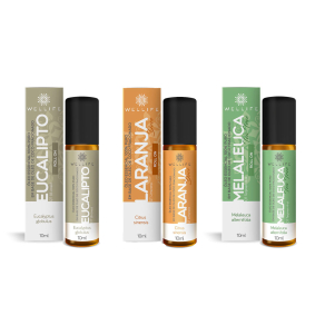 Combo 3 Óleos Essenciais Roll On Melaleuca, Eucalipto e Laranja Doce 10ml