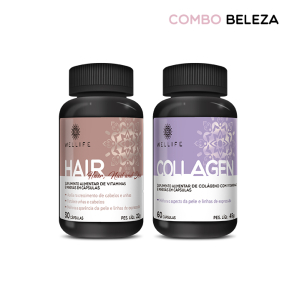 Combo Beleza
Contém 2 unidades de Suplementos
1 Hair, Nail ande Skin com 30 cápsulas
1 Collagen com 60 cápsulas